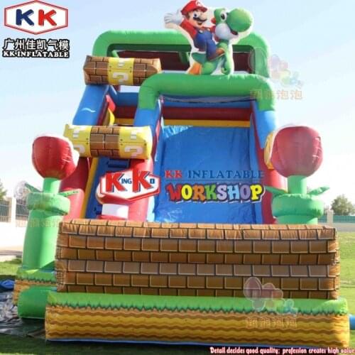 0.55mm PVC material giant inflatable slide cartoon game character commercial use inflatable dry slide