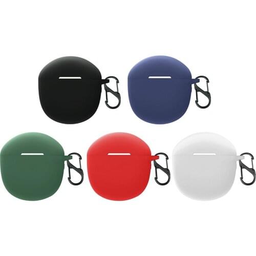 1pc Case for Realme Buds Air 2 Shockproof Soft Silicone Protective Skin Cover Waterproof Anti-Fall Non-Slip with Carabiner