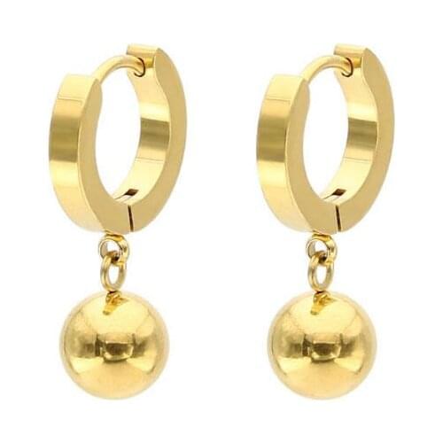1Pcs Cross-border Hot Style Stainless Steel Ball Pendant Flat Ear Clip Contracted Trend Double Earrings Allergy