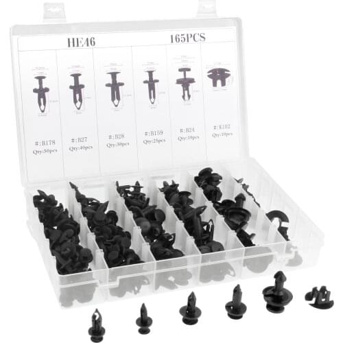 165Pcs 6 Kind Mixed Auto Fastener Car Bumper Fender Push Type Fixed Clamp Plastci Rivets Retainers For Toyota Honda Ford Buick