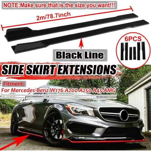 2m Car Side Skirt Extensions Spoiler Rocker Splitter For Benz W205 W204 W203 W211 W212 W213 W117 C117 W176 For AMG For GTR