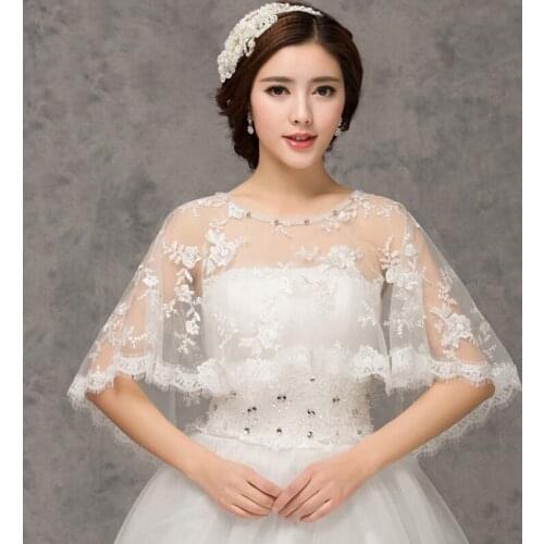 2021 Lace Bridal Jackets For Wedding Dress Short Front Long Back Women Evening Party Wraps