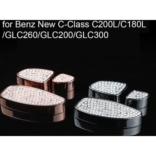 3 colors for Benz New C-Class C200L/C180L/GLC260/GLC200/GLC300 Car Seat Adjustment Button Diamond Decoration Cover Trim 6 pcs