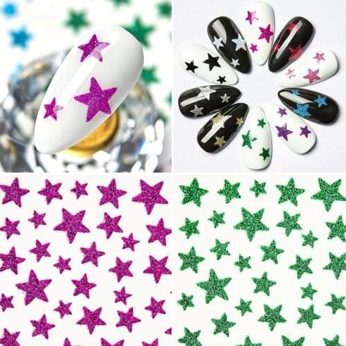 1 Sheet 3D Nail Slider Stars Stickers Glitter Decoration Decal DIY Transfer Adhesive Colorful Nail Art Tips Manicure