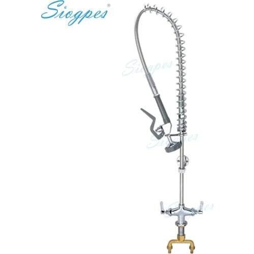 4" 102mm Hot & Cold Deck Mounted Industrial Pre Rinse Faucet with Spray Valve for Commercial Kitchens Complete Unit