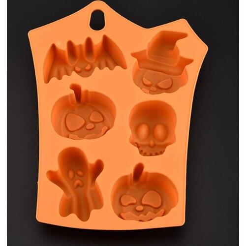 6 Designs Halloween Silicone Chocolate Mould Pumpkin Ghost Bat Shapes Diy Cake Decorating Tools Funny Cake Mold