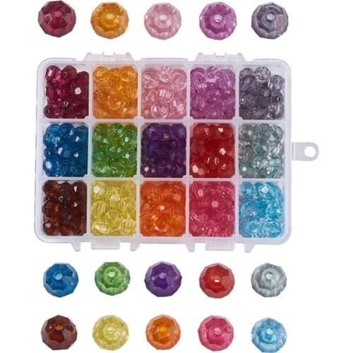 15 Colors/Box Dyed Acrylic Faceted Round Beads 10mm Mixed Color for jewelry making accessories,hole:1mm,about 20pcs/color