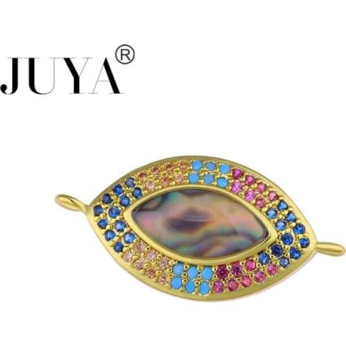 Accessories For Making Jewelry Newest Design Multi-color Zircon Rhinestone Turkish Evil Eye Charm Connectors For Bracelet DIY