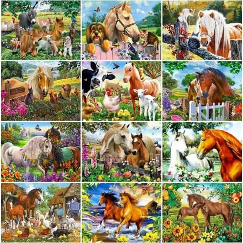 Diamond Painting Horse Full Square/round Drill Embroidery Animals Picture 5D Diy Mosaic Rhinestone Home Decoration Handmade Gift