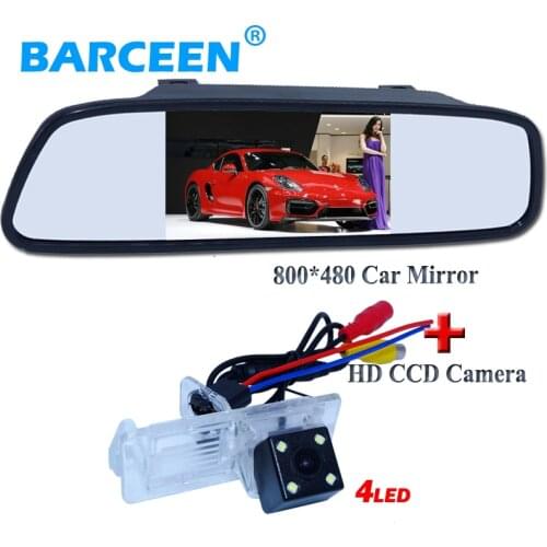 4.3" LCD car screen mirror +ccd car rearview camera bring 4 led for Renault Fluence/Dacia Duster/Megane 3/ for Nissan Terrano