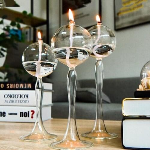 Free Shipping 3pcs/pack Creative Glass Oil Lamp Wedding Decoration Handcraft Glass Candle Holder Friend Gift Candle Holder