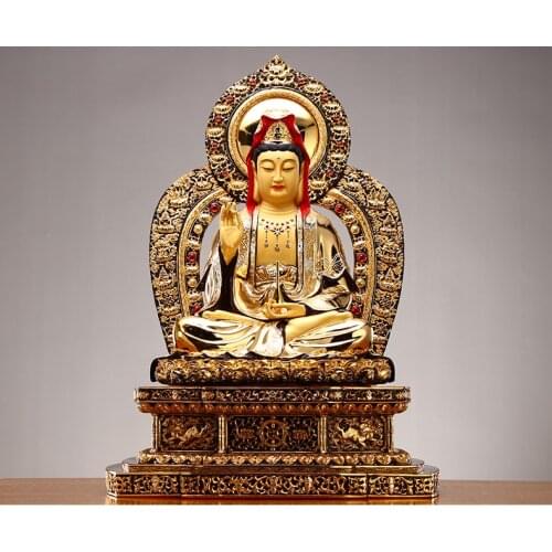56cm large Buddhist high-grade home patron saint gold gilding Avalokitesvara Guanyin buddha statue efficacious Talisman Mascot