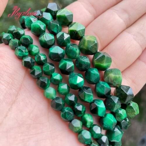 Natural Tigers Eye Green Faceted Square Stone Beads 6/8/10/12mm For DIY Necklace Bracelet Jewelry Making 15" Free Shipping