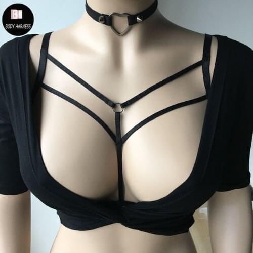 Sexy Body Harness Top Bondage Harness Cage Bra Elastic Rave Goth Harajuku Harness Women Strappy Suspender Belt bondage lingerie