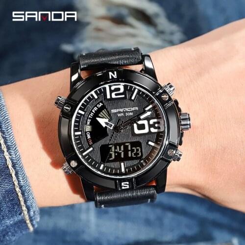 BASID Dual Display Mens Sports Watches Top Brand Luxury Quartz Man Waterproof Male Digital Wrist Watch Gifts For Man Electronic