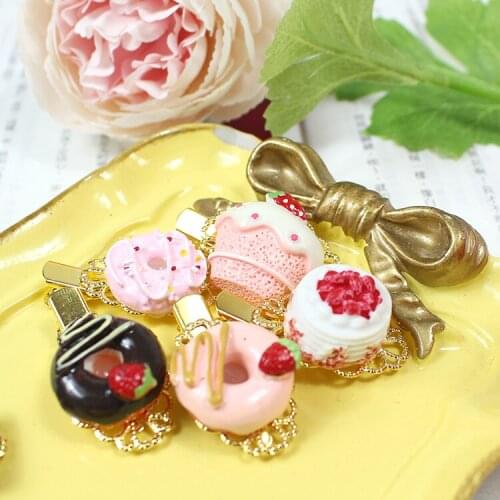 Dessert cake dessert hairpin hairpin Lolita sweet simulation food chocolate strawberry soft sister adorable Lolita