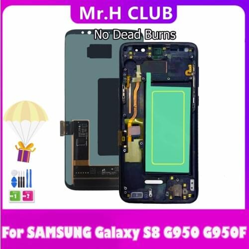 New 100% Tested S8 Plus LCD For Samsung Galaxy S8 Display With Frame S8 G950FD S8 Plus G955F LCD Screen Touch Panel Assembly