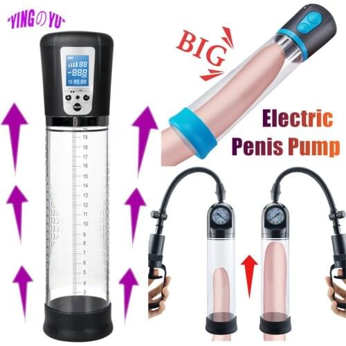 LCD Display Electric Penis Pump Vacuum Pump Sex Toys For Adult Men Gay 18+ Penis Enlarger Male Penile Erection Training Extender