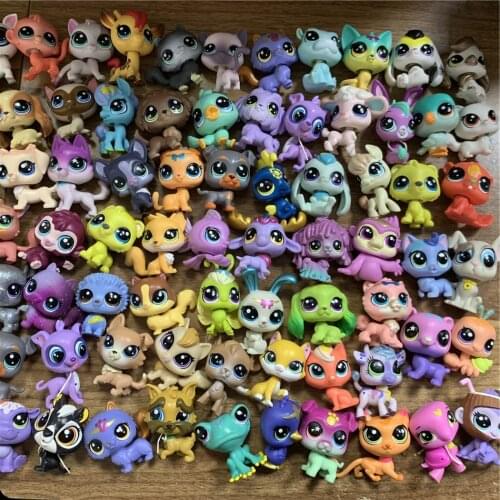 LPS Random 50 Pcs Pet Shop Animal Figures Short Hair Cat Kitten Husky Dog Puppy Rabbit Horse Deer Little Pets Dolls Toy Gift