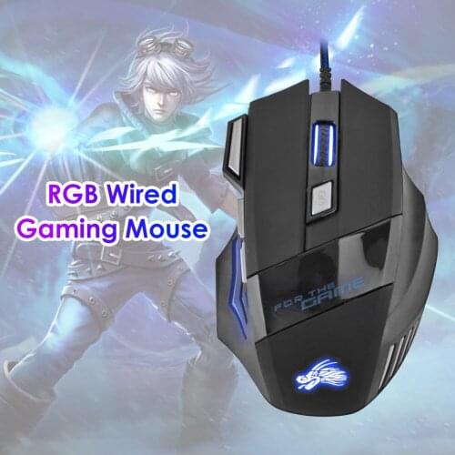 Gaming Mouse 7-Color Backlight DPI Adjustable Wired Optical PC Gamer Mice