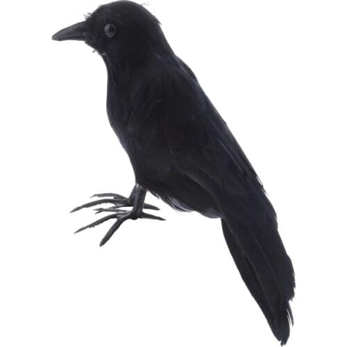 Fake Halloween Black Crow Ravens Black Birds Props Artificial Bird Raven Prop Art Crafts for Halloween Party Decoration