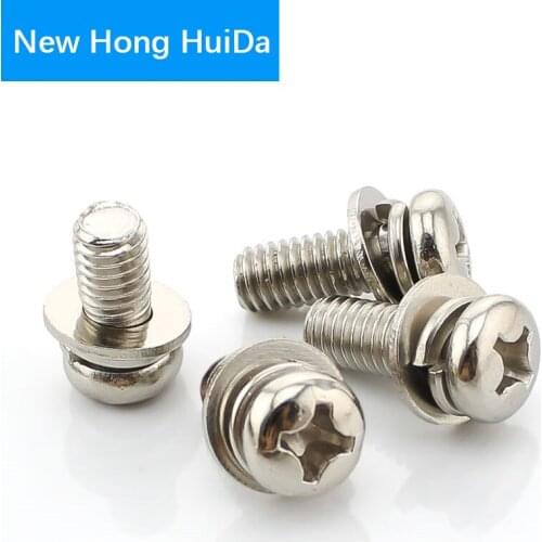 M2 M2.5 M3 M4 M5 M6 304Stainless Steel Phillips Pan Round Head Combination Machine Screw Metric Thread Sem Bolt With Washer