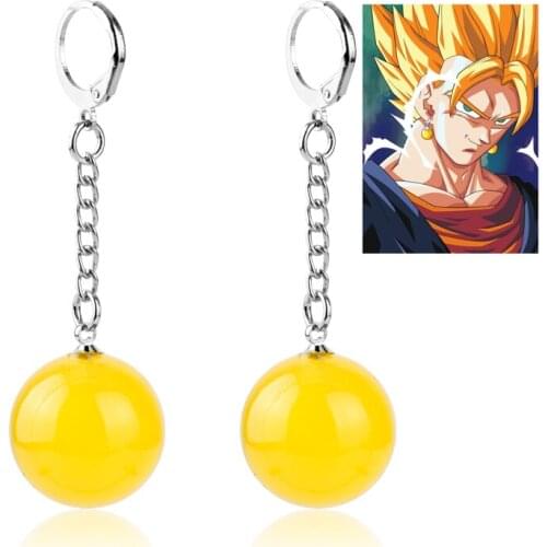 Round Ball Earrings for Women Men Cosplay Jewelry Anime Figure Vegetto Earing Long Chain Drop Earrings