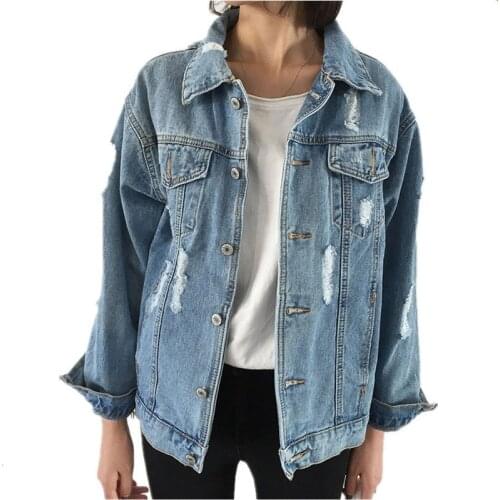 Women Basic Coats Autumn And Winter Women Denim Jacket 2021 Vintage Long Sleeve Loose Female Jeans Coat Casual Girls Outwear