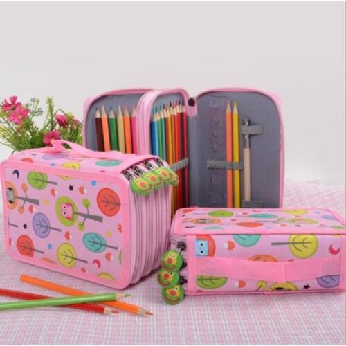 Cute Penal School Pencil Case Kawaii Cartoon Pen Bag 32/52/72 Holes Penalty Pencilcase Large Box Pouch for Girls Boy Stationery