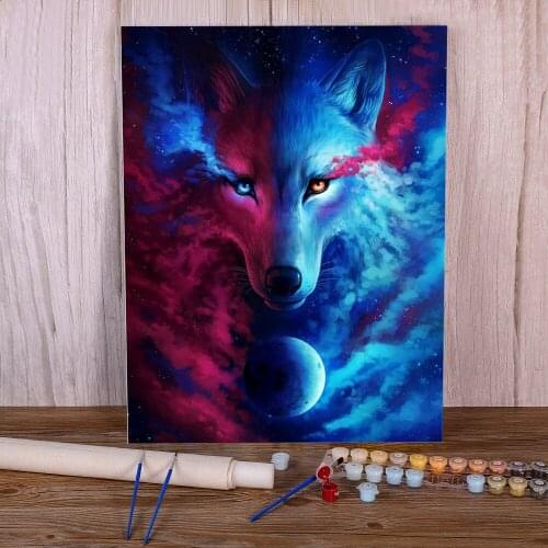 Wolf Animal DIY Painting By Numbers Complete Kit Acrylic Paints 40*50 Picture By Numbers Photo Home Decor For Wholesale