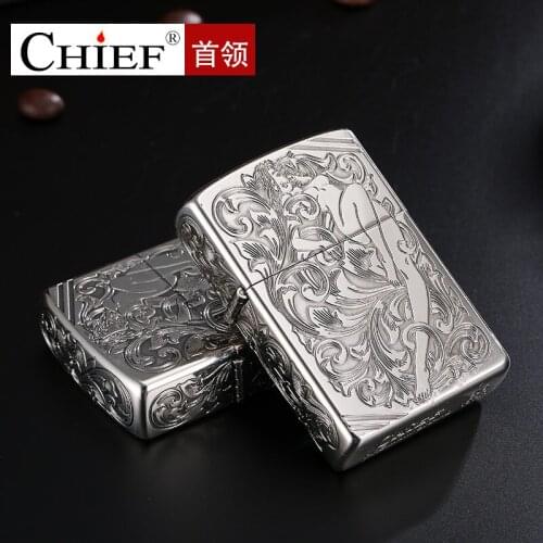 NEW Kerosene Lighter Flower Demon Girl Personality Retro Metal Copper Shell Windproof Grinding Wheel Lighter