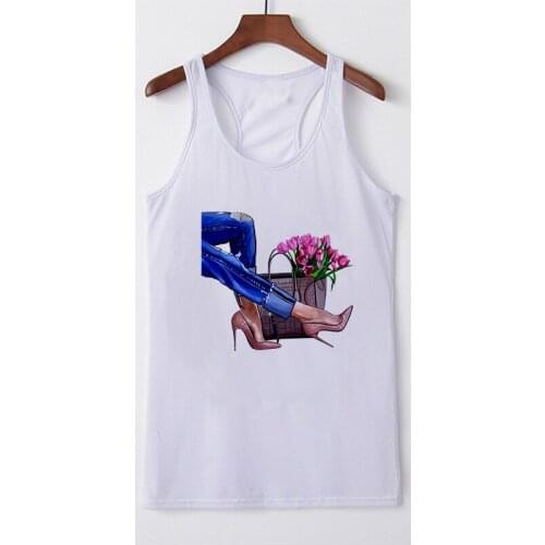 New Summer Women Fashion Vest Plus Size Tank Tops Sexy Camisole High heels Print Lady Casual Loose Sleeveless Female Top
