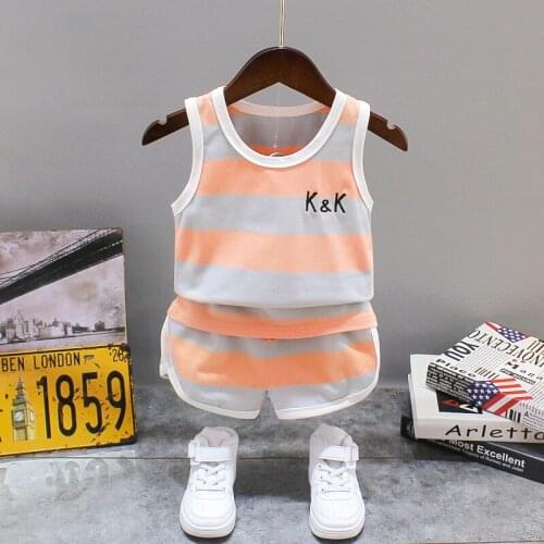 New Baby Boys Clothes Stripe Children Clothing 2 Pcs Vest+Shorts Sports Suit for Children Casual O-neck Kids Clothing Sets 1-5 Y