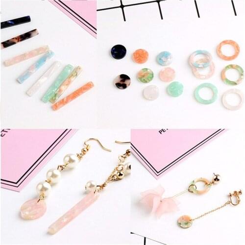 Brand New 50PCs Round Rectangle Acrylic Acetic Acid Floating Pendant Charms Fit Girls Hair Jewelry Earring Necklace Bracelet DIY