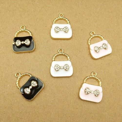 10pcs 17x23mm enamel handbag charm for jewelry making and crafting fashion earring pendant necklace bracelet charm