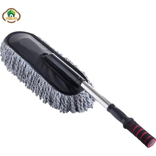 MSJO Car Cleaning Brush Dust Remover Long Handle Microfiber Duster Auto Adjustable Brush Car Care Towel Glass Window Cleaner