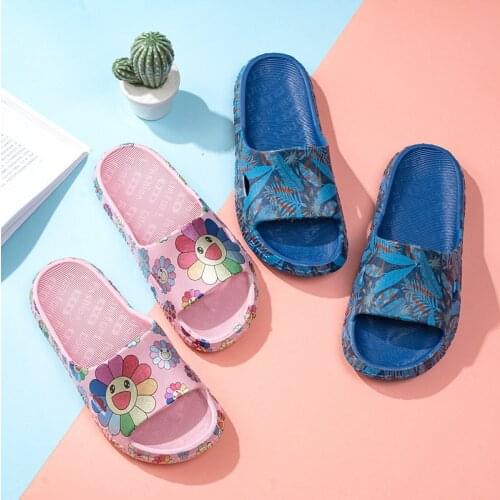 2021 Summer New Womens Slippers Eva Light Sandals Printed Flowers Home Black Slippers Outdoor Breathable Non-slip Beach Shoes