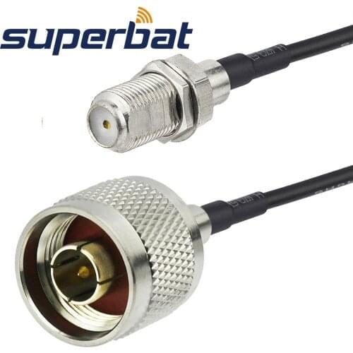 Superbat N Plug Straight to F Jack Bulkhead Straight Pigtail Cable RG174 15cm RF Coaxial Jumper Cable Connector