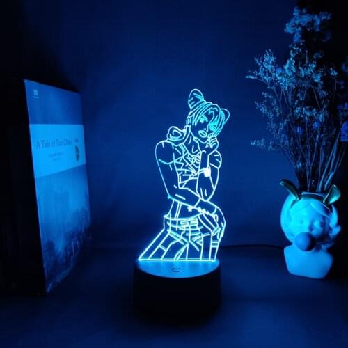 LED Anime Light JoJo Bizarre Adventure Figure Jolyne Cujoh Figurine Bedroom Decor Lights Birthday Gift 3D Manga Art Deco Lamp