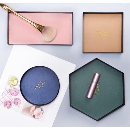 Snack Plate Jewely Storage Tray Iron Round Storage Tray Creative Geometric Leather Metal Decorative Trays Multifunction