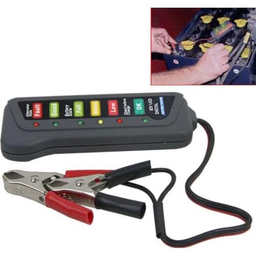 12V Car Battery Tester Digital Alternator Tester 6 LED Lights Display Diagnostic Tool Automotive Battery Test Device Measuring