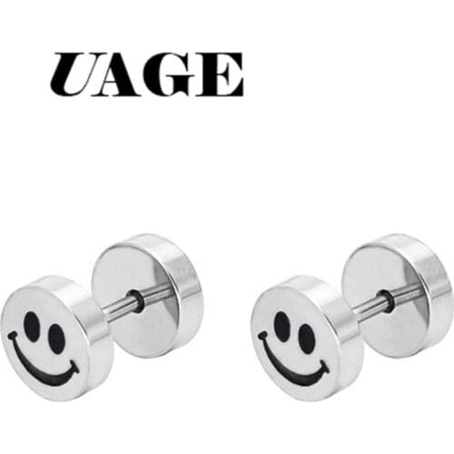 UAGE Earring Smile Stud Earrings Halloween Skeleton Ear Stud Piercing Jewelry with Jack Skellington Face for Men Unisex