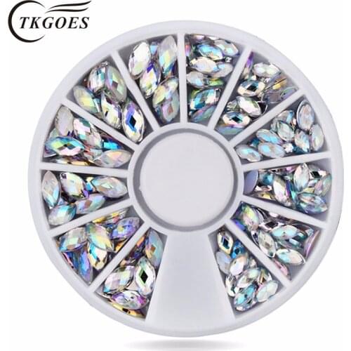 TKGOES 1 Pcs New Crystal AB Nail Art Rhineston Decoration, 1 wheel Mix Sizes Glitter Nail Beads,3d diy Nail nail art Decorations
