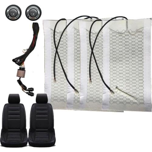 12V Universal Car Covers 2 Seats 4 Pads Carbon Fiber Heated Seat Heater heating 6 Level Switch Winter Warmer