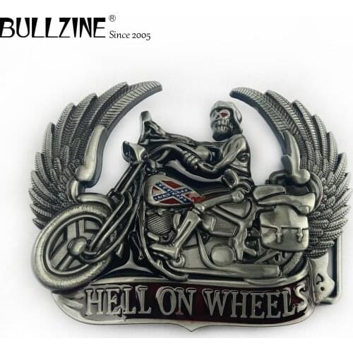 The Bullzine Motor belt buckle with pewter finish FP-02921-1 suitable for 4cm width belt