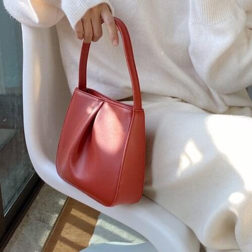 Women Bag PU Bucket Solid Hasp Soft Fashion Korean Ladylike Shoulder Bag Handbag Purses Simple Women Bag