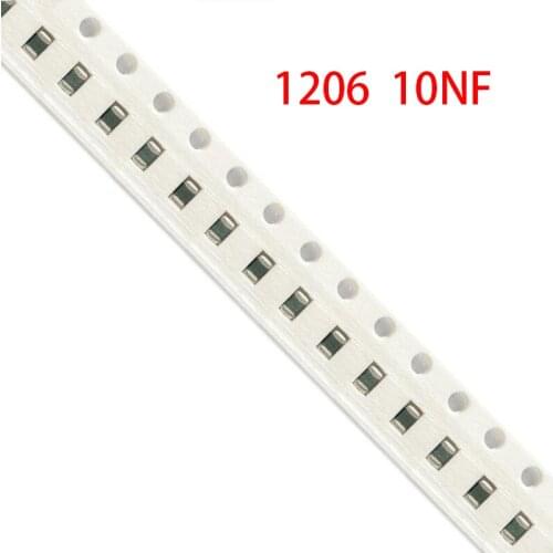 100pcs 10NF X7R Error 10% 50V 1206 103 smd capacitor