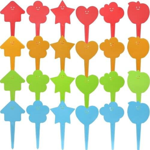 25 Thick Plastic Waterproof Plant Innovative Tags House Flower Star Heart Cloud Apply Shaped Nursery Bonsai Garden Marker Stakes