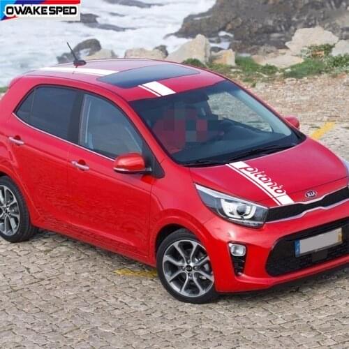 3 Pcs/lot Racing Sport Stripes For KIA Picanto Morning Car Hood Roof Tail Decor Vinyl Decals Auto Body Decor Sticker Accessories
