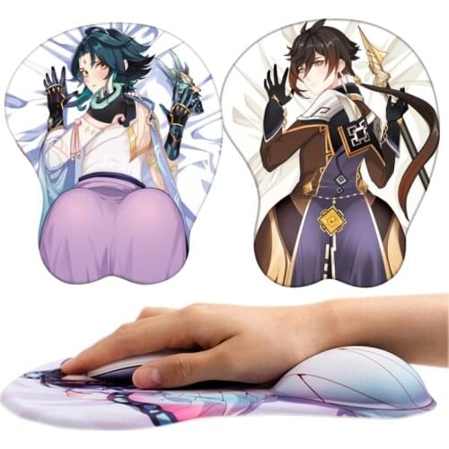 Genshin Impact 3D Mousepad Zhongli Cosplay Mouse Pad Sexy Buttocks Silicone Hips Wrist Rest Support Playmat Xiao Cosplay Props